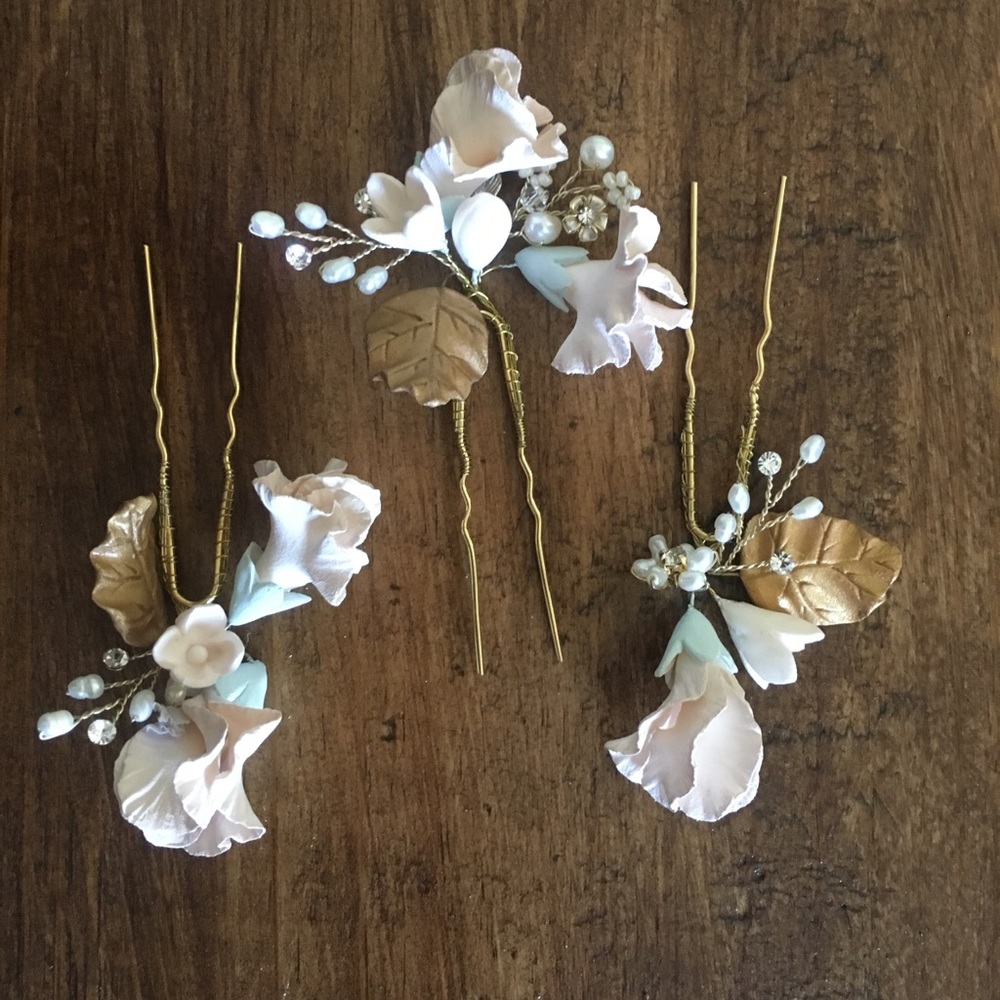 Twigs and Honey Sweet pea hair pins (set of 3)